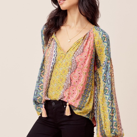 NWT Lovestich Boho Volume Sleeve Top Blouse - Picture 9 of 9